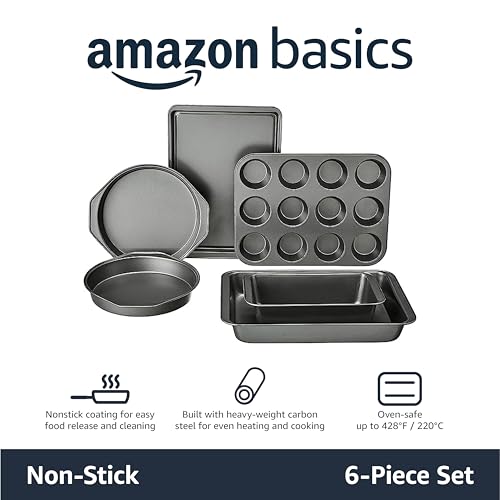 6 Piece Nonstick Carbon Steel Bakeware Set with Cake (6 Count)