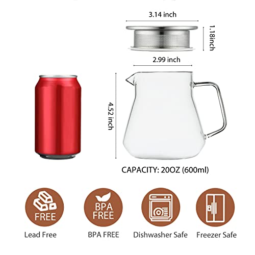 One Touch Glass Teapot with Stainless Steel Filter Lid