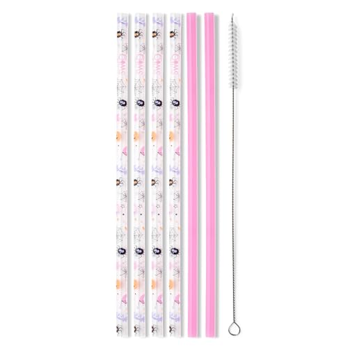 Pack of 6 Reusable Plastic Straws with Cleaning Brush (6 Count)
