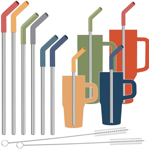 6 Pack Metal Straws with Silicone Tip Fit for Stanley 14 (6 Count)