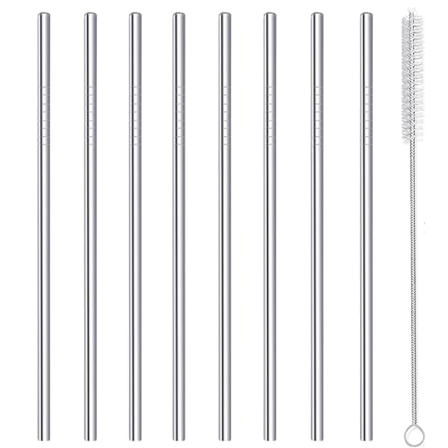 Stainless Steel Straws Metal Reusable Drinking Straw for Juice Iced Coffee Cold Beverage Water Highball Glasses 12 (8 Count)