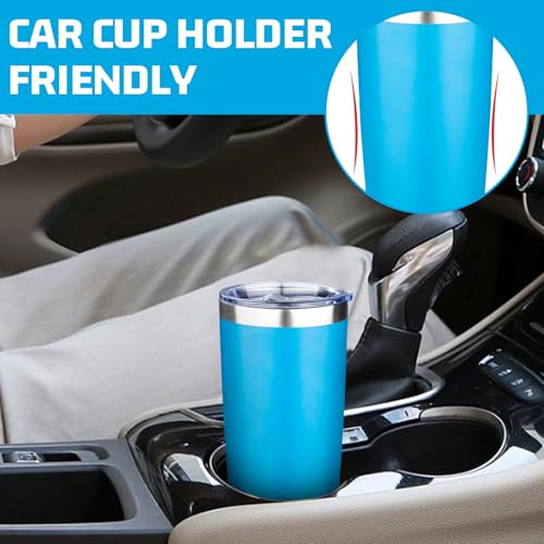 20oz Tumbler with Lid Double Wall Vacuum Insulated Travel Coffee Mug Stainless Steel Thermal Cup Powder Coated Sturdy Coffee Tumbler Bulk for Hot and Cold Beverages (6 Count)