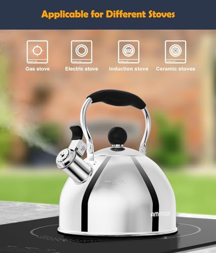 Tea Kettle 2 Quart Stainless Steel Whistling Tea Kettle