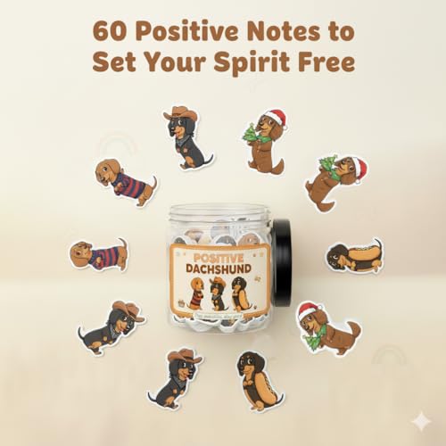 Positive Dachshund Jar with 60 Affirmation Cards