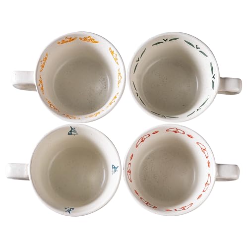 Ceramic Mugs 11 oz Unique Luxurious Cups Set of 4
