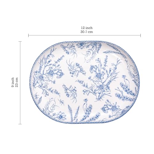 Blue Garden Toile De Jouy 16 plus 12 inch Oval Platters Set (2 Count)