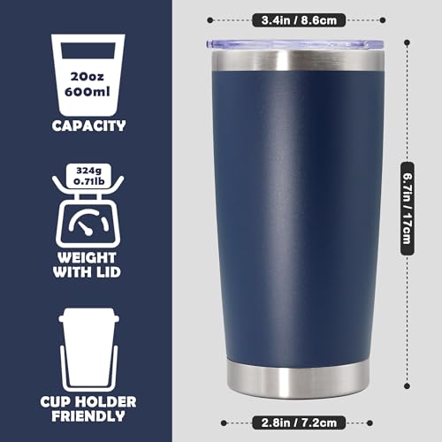 20oz Tumbler Stainless Steel Tumbler Coffee Tumbler with Lid Navy