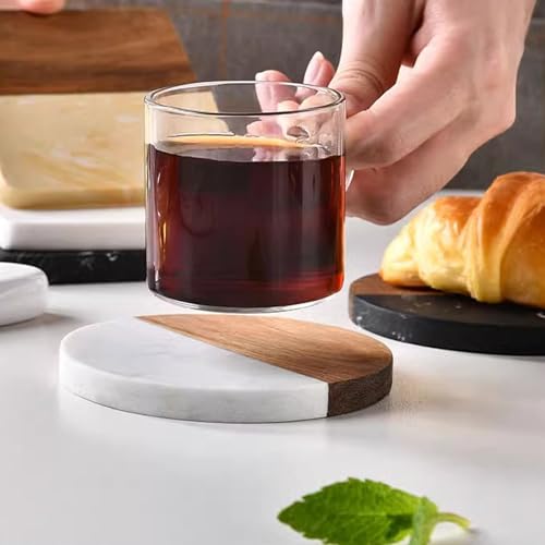 4 Pack Marble and Acacia Wood Coasters (4 Count)