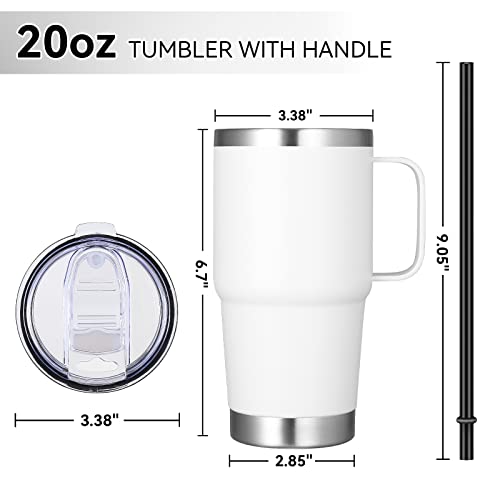 20 oz Tumbler Bulk with Handle Lid and Straw (6 Count)