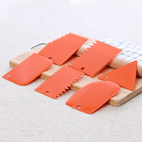 6pcs Cake Scraper Decorating Comb and Icing Smoother Reusable Bread Cream Pizza Cutter (6 Count)