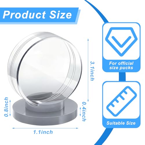 4 Pieces Hockey Puck Display Case Acrylic Clear Puck Holder with Shell Base Hockey Display Stand Autographed Souvenir Memorabilia for Enthusiasts Collection (4 Count)
