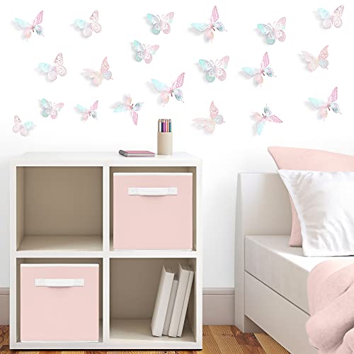 3D Butterfly Wall Decor 48 Pcs Laser Pink Butterfly Decorations (48 Count)