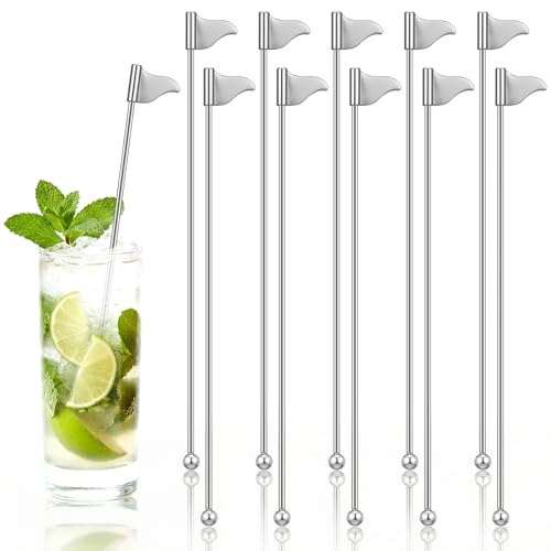 10 Pcs Metal Golf Cocktail Stirrers Swizzle Stir Sticks 7.87 Inch Reusable Drink Stirrer Sticks Party Decorations Party Clubhouse and Outing Decorations (10 Count)