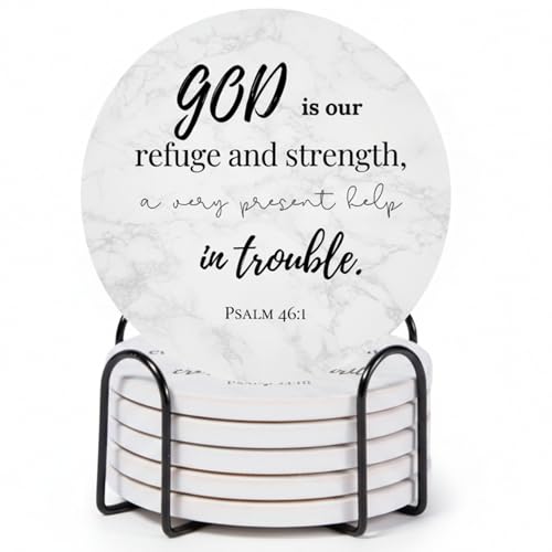 Christian Coasters Set of 6 with Holder (6 Count)
