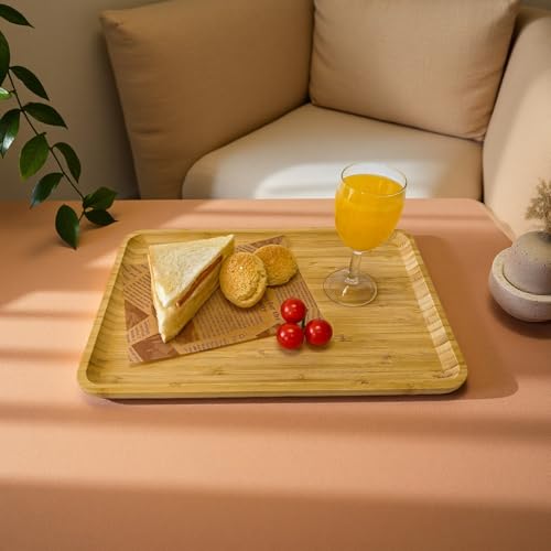 Bamboo Serving Tray Wooden Rectangle Dinner Food Bed Lab Tray Small
