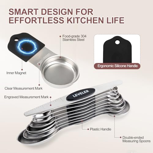 16 Piece Magnetic Measuring Cups and Spoons Set (16 Count)
