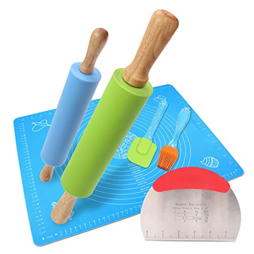 1Set Rolling Pin Pastry Mat Set Non (6 Count)