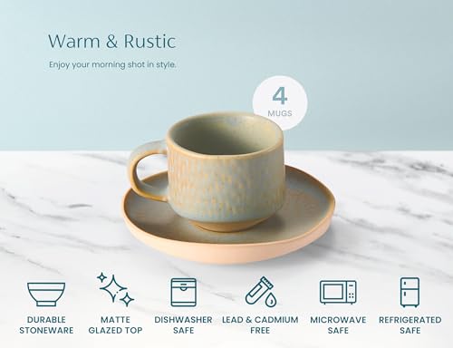Espresso Mug and Saucer Set (4 Count)