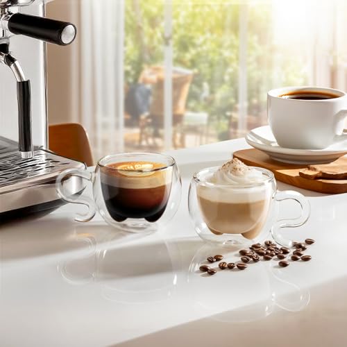 4.4 Oz Cute Cat Double Wall Glasses Espresso Cups Set of 2 (2 Count)