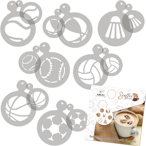 Coffee Stencils and Cookies Decoration 14Pcs 2.8”x2.8” and 4.3”x4.3”