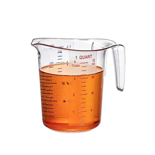 Melissa - 32-Ounce Plastic Measuring Pitcher (1-Pack), 4-Cup (1-Quart) Food-Grade Measuring Jug, Unbreakable, Stackable, Dishwasher-Safe, Great for Oil, Vinegar, Flour, and More