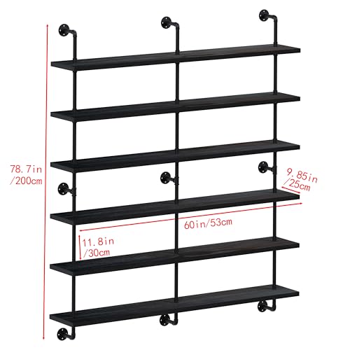 Floating Shelves for Wall Living Room Shelves Bookshelf Industrial Pipe Shelving Shelf Real Wood Planks 60 inch Rustic Wall Shelves Hanging Bookshelves Farmhouse Kitchen Bar Shelving