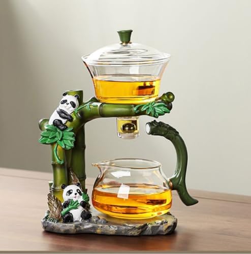 Magnetic TeaPot Automatic Drip Glass Teapots Lazy Kungfu Tea Infuser Panda Heat