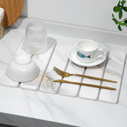 Small Stone Dish Drying Mat for Kitchen Counter (2 Count)