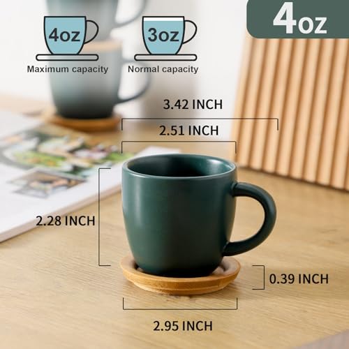 Stackable Porcelain Mini Espresso Cups and Saucers Set of 6