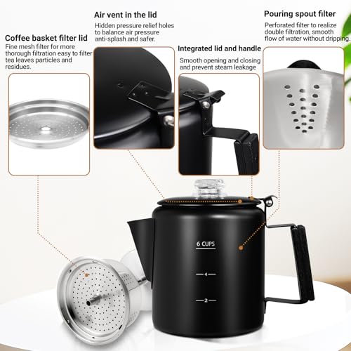 No Coating 6 Cup Percolator Coffee Pot 304 Stainless Steel