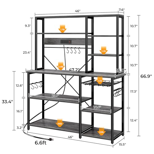 Large Bakers Rack with Power Outlets