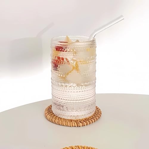 2 Pcs Iced Coffee Glasses Cups with Glass Lids and Straws (2 Count)