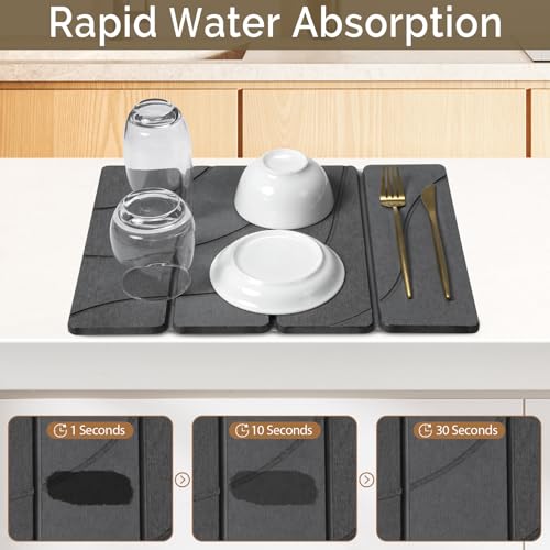 Small Stone Dish Drying Mat for Kitchen Counter (2 Count)