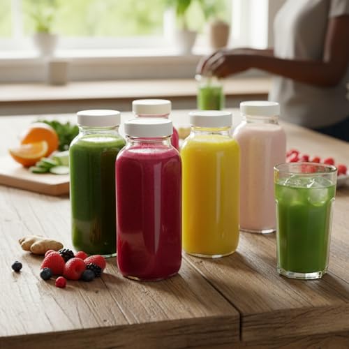 8oz Square Glass Juice Shot Bottle with Lid (2 Count)