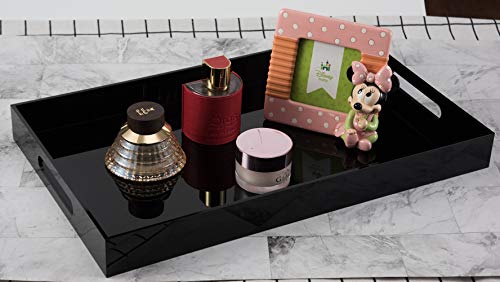Glossy Black Sturdy Acrylic Serving Tray with Handles