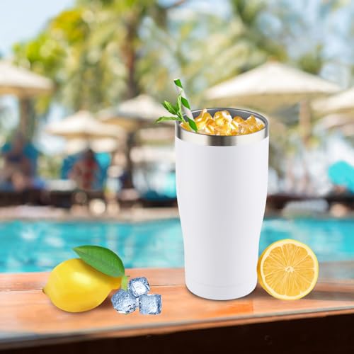 12 Pack 20oz Stainless Steel Tumblers Bulk Reusable Travel Mugs with Lid