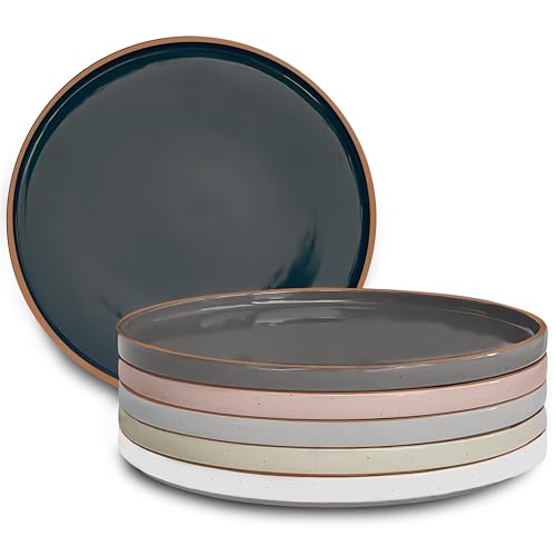 Ceramic Flat Dinner Plates Set of 6 (6 Count)