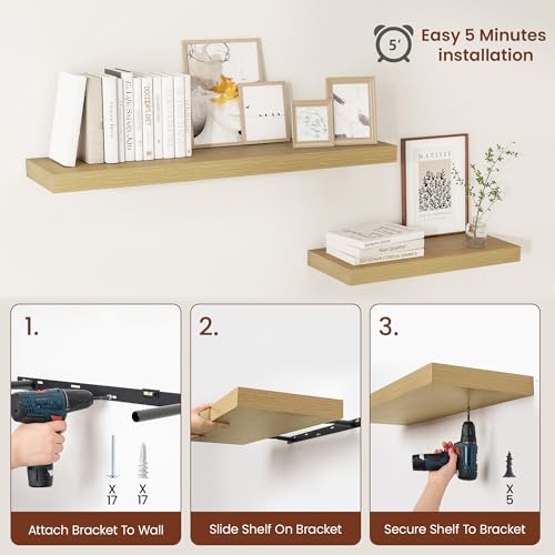 Deep Floating Shelves for Wall 16x12” Set of 2 (2 Count)