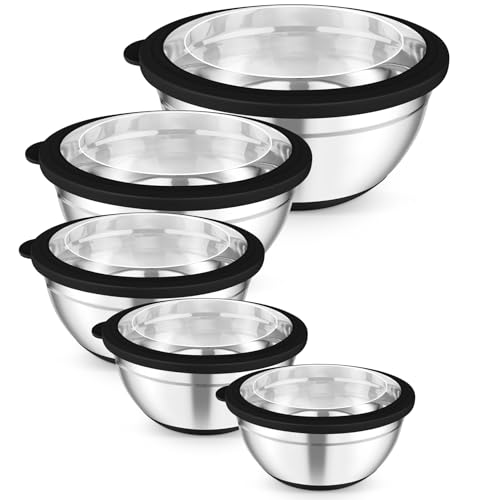 Mixing Bowls Salad Bowls with Transparent Airtight Lids (5 Count)