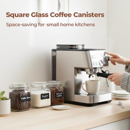 Glass Storage Jars 34 oz 3 Pack for Flour Sugar (3 Count)