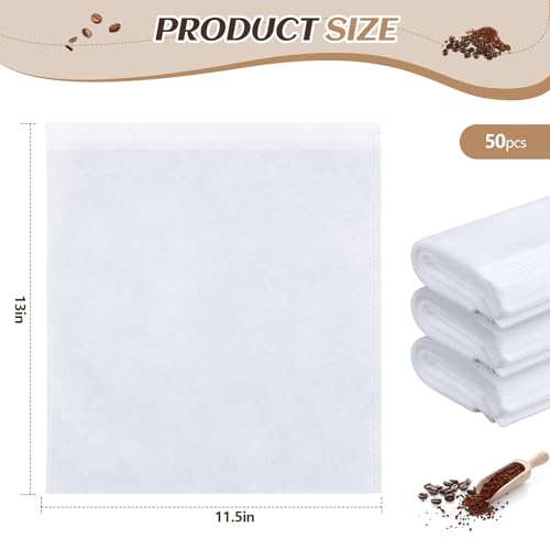 50 Pcs 11.5" x 13" Commercial Home Cold Brew Coffee Filter Bags with Drawstring (50 Count)
