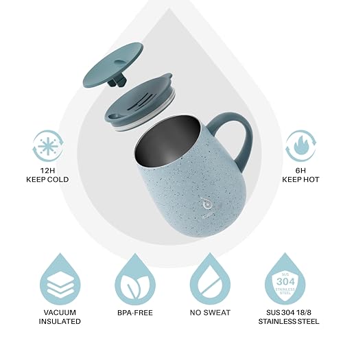 16 oz Insulated Coffee Mug with Lid and Handle