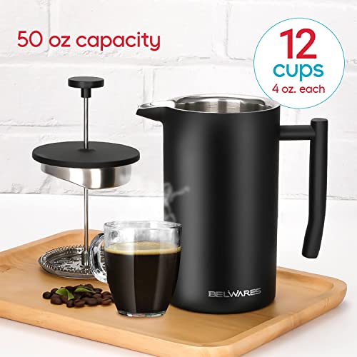Large Insulated French Press Coffee Maker 50oz