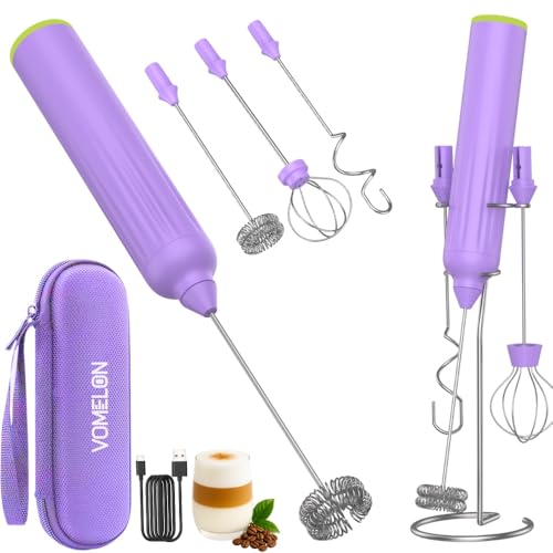 Milk Frother Handheld with 3 Stainless Steel Whisks