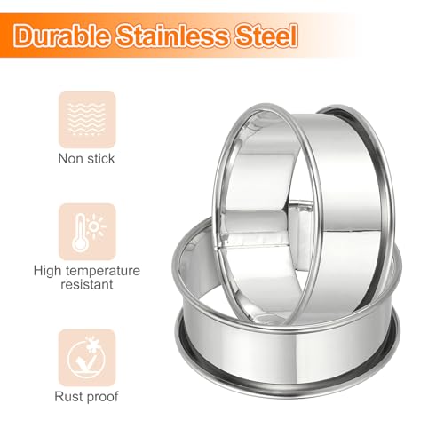 8pcs Crumpet Rings 2.36" Nonstick Round Cake Ring Stainless Steel Double Rolled English Pastry Rings for Kitchen Baking Crumpet Dessert (8 Count)