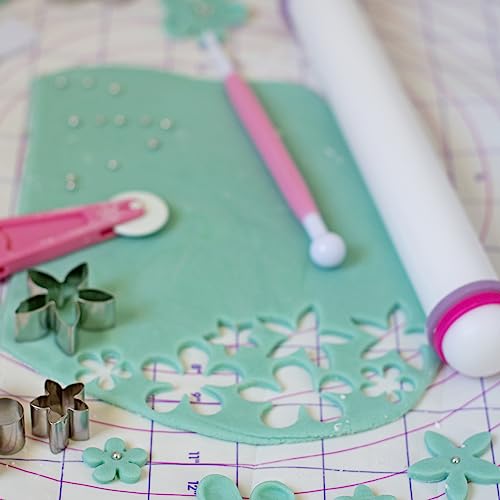 Fondant Rolling Pin 12 Inch x 1.38 Inch Adjustable Guide Rings Non