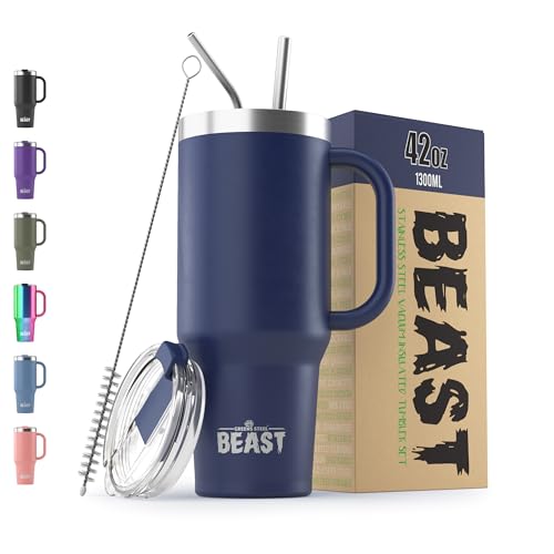 Beast 42 oz Tumbler with Handle Stainless Steel Vacuum Insulated Coffee Ice Cup Double Wall Travel Flask