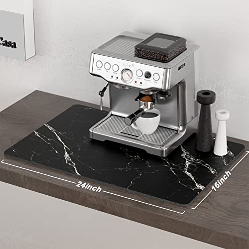 Coffee Mat 16" x 24" Cute Marble Style Coffee Bar Mats for Espresso Machine Station Accessories and Organizer