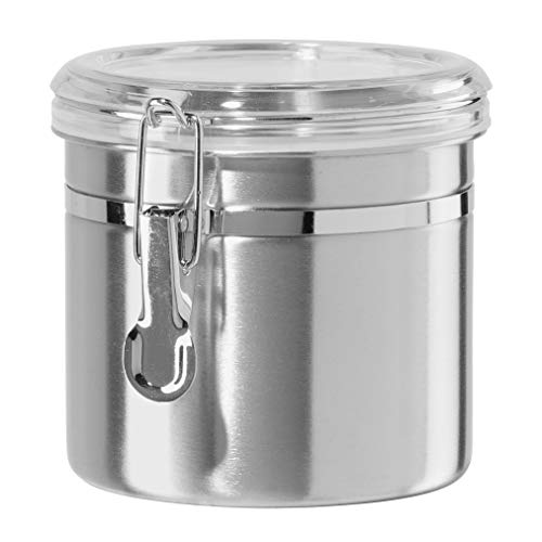 36 Ounce Stainless Steel Canister with Clear Acrylic Lid and Locking Clamp