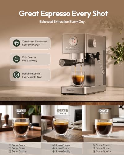 Slim Espresso Machine with Milk Frother